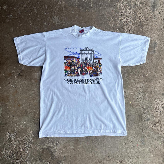 White Single Stitch Graphic Guatemala T-Shirt - XL