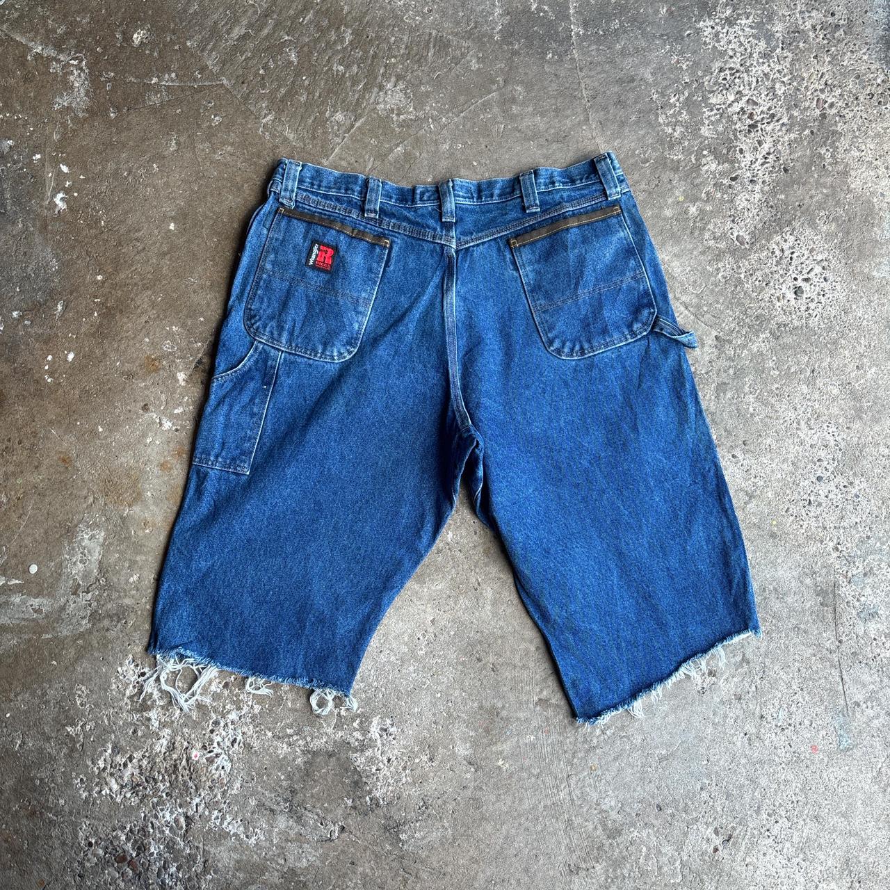 Blue Denim Wrangler ‘Riggs Workwear’ Cut Carpenter Jean Shorts