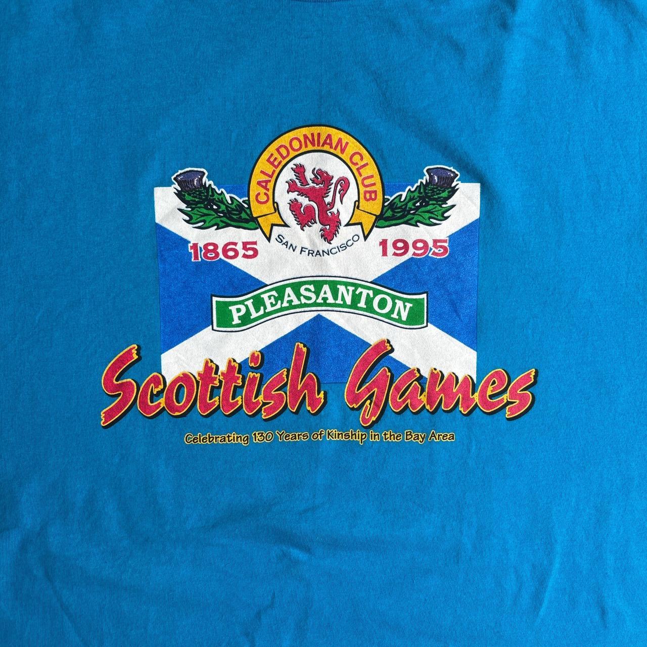 Vintage Blue Single Stitch Graphic ‘Scottish Games’ T-Shirt