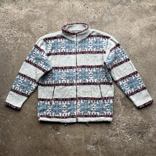 Grey crazy fleece with snowflake pattern