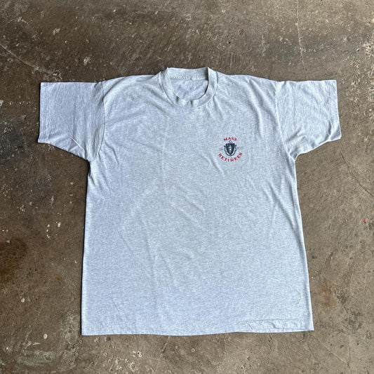 90s Grey ‘Mass Retirees’ single stitch tee - L