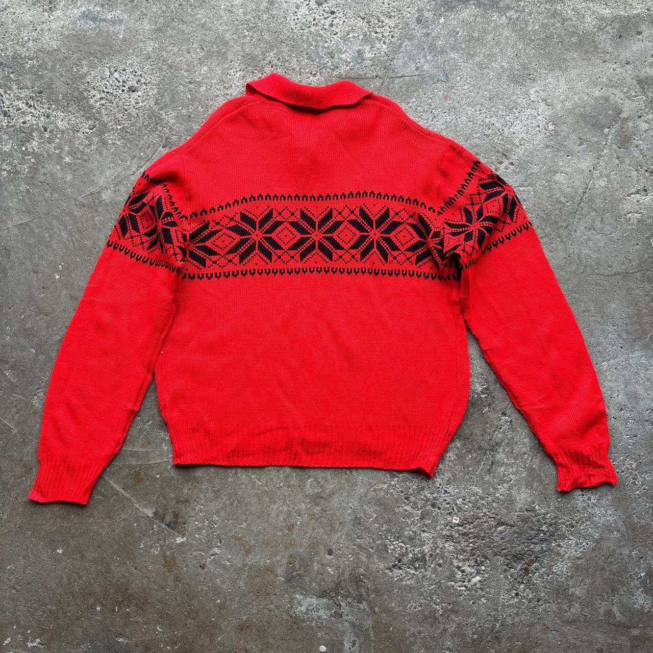 Red and black Kingsport knitted, collared zip-up fleece