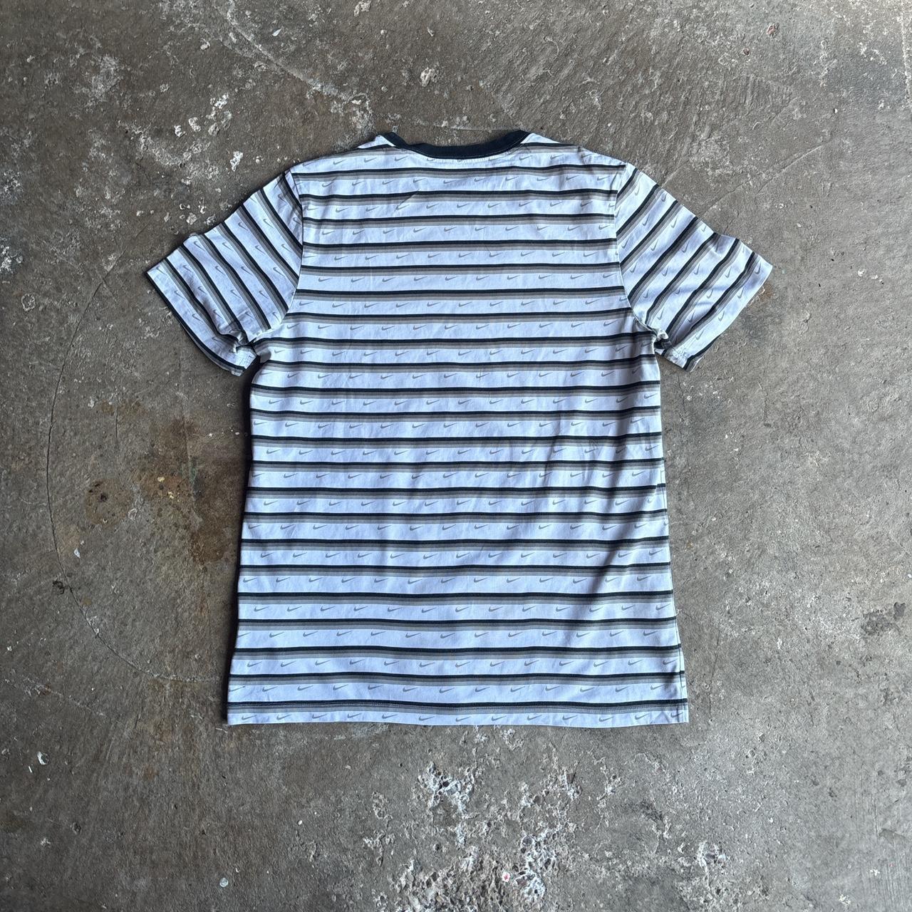 White & Grey Nike Logo Stripe T-Shirt