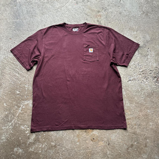 Burgundy Carhartt single pocket tee - XXL