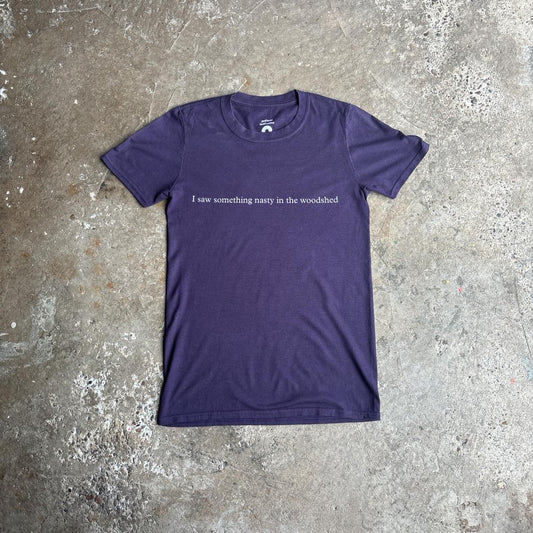 Vintage Purple T-Shirt Featuring Text Print