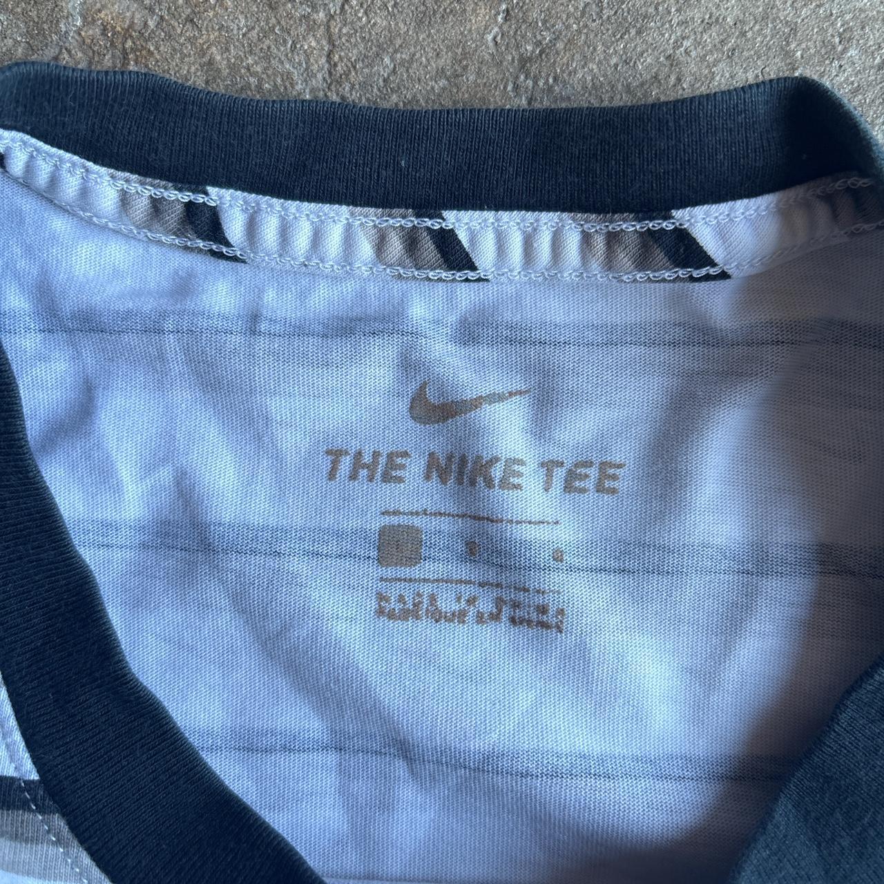 White & Grey Nike Logo Stripe T-Shirt