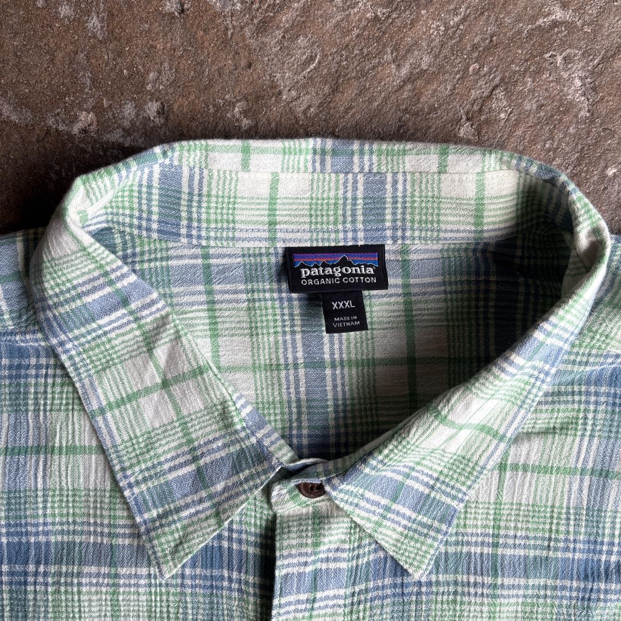 Green, white and blue Patagonia chequered shirt