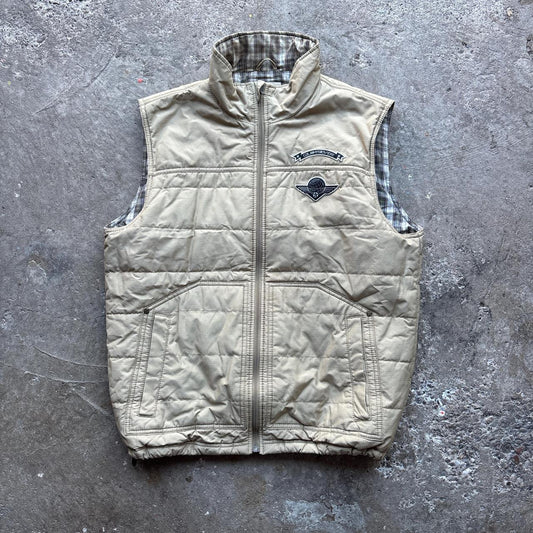 00s Cream Quiksilver puffer gilet