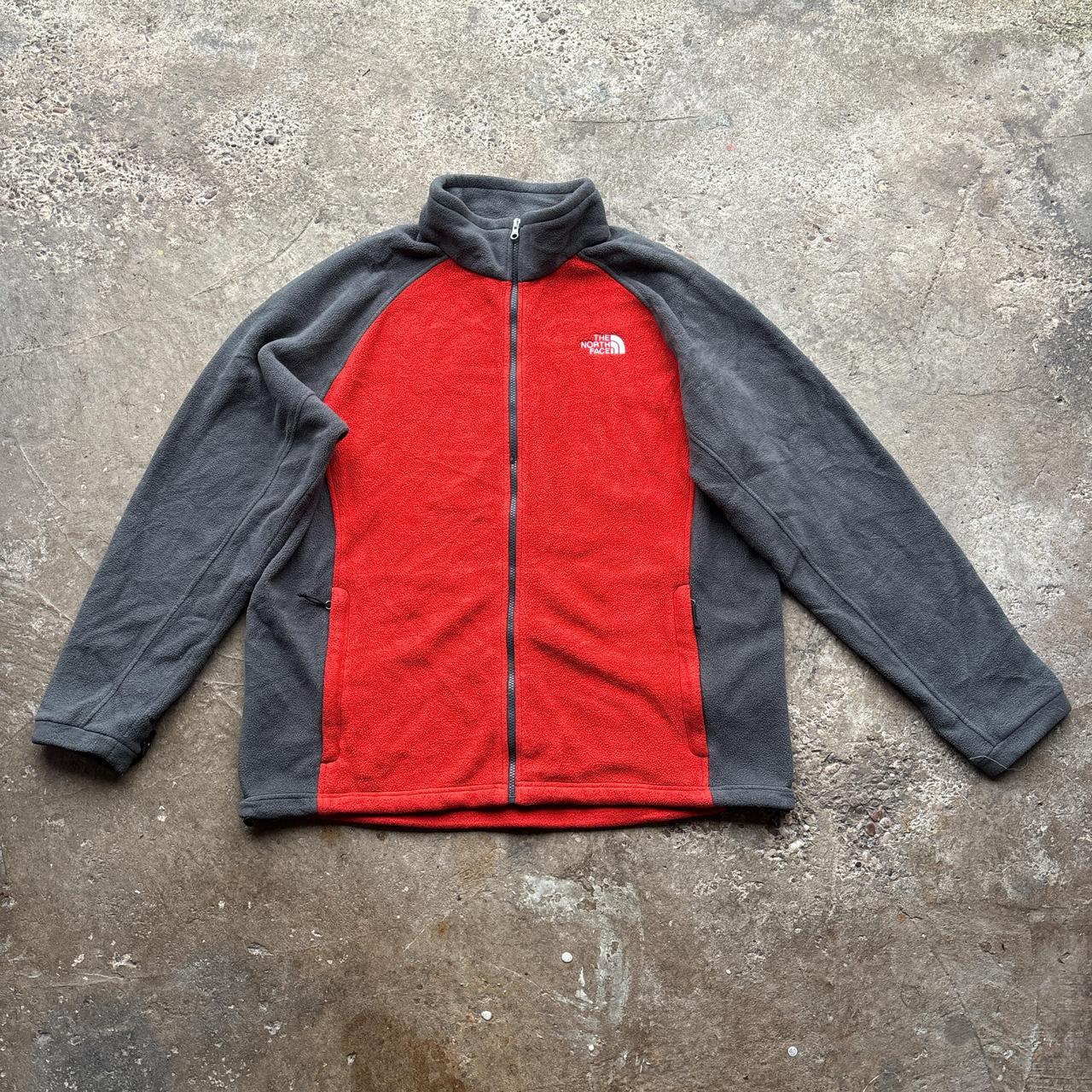 Red and grey The North Face zip-up fleece