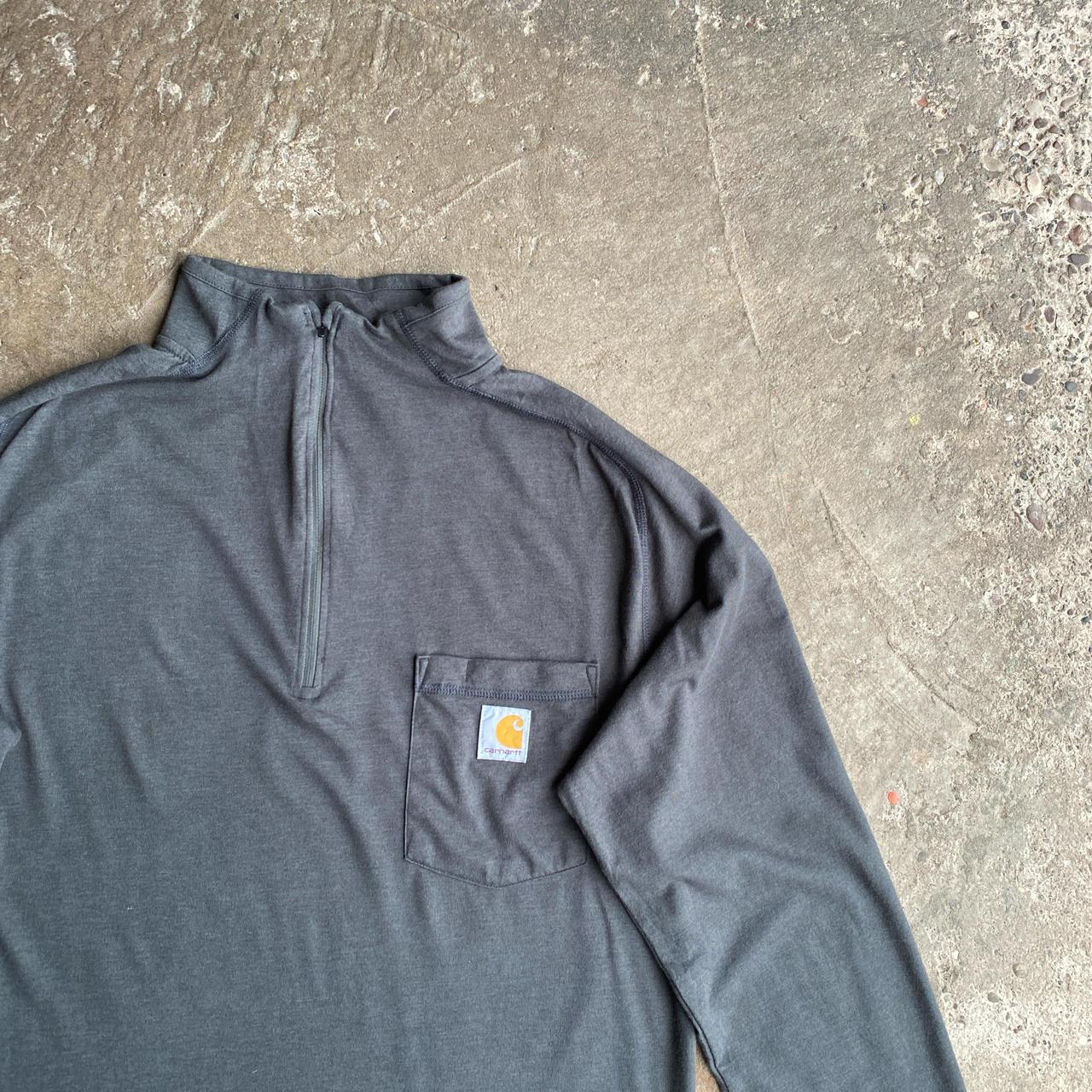 Grey Carhartt Quarter Zip Pullover Sweatshirt - M