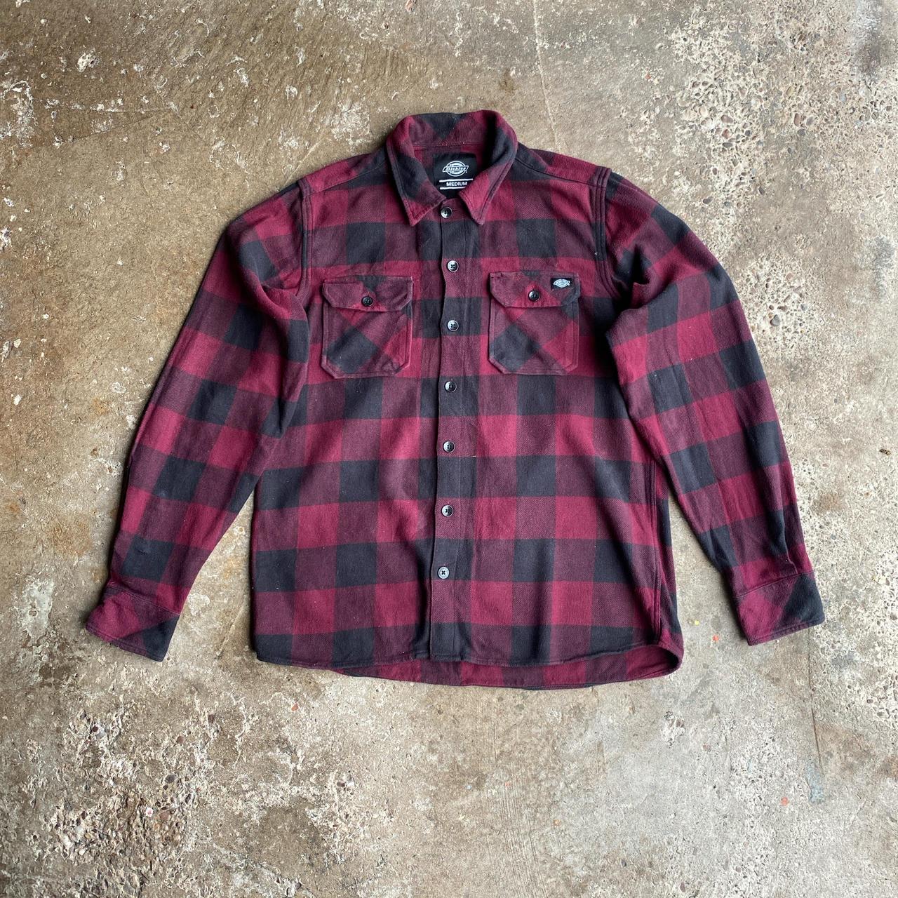 Burgundy & Black Checkered Dickies Shirt - M