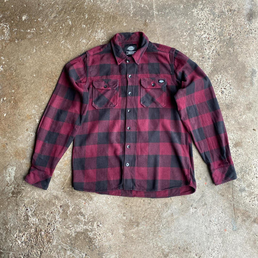 Burgundy & Black Checkered Dickies Shirt - M