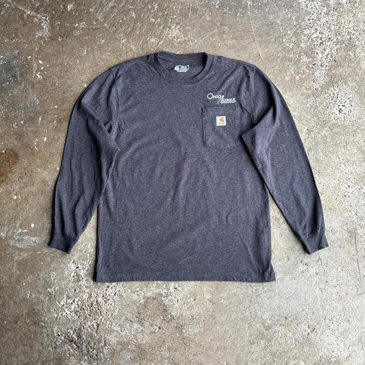 Grey Carhartt Long-Sleeve Embroidered T-Shirt - M