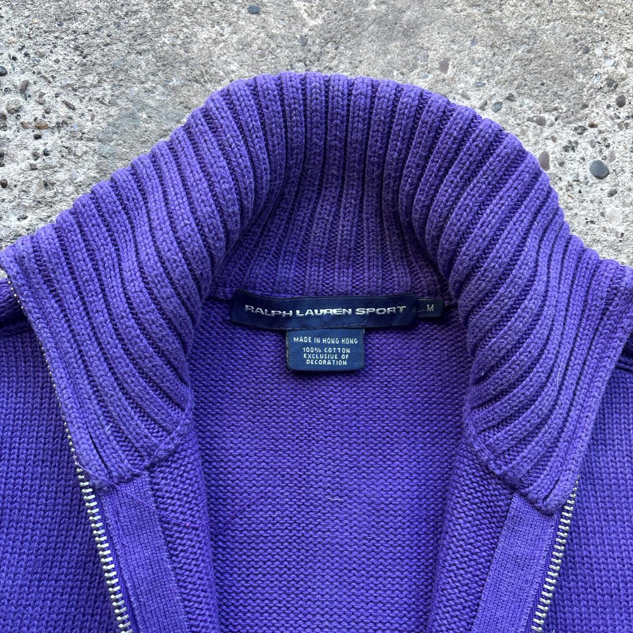 Vintage Purple Ralph Lauren Sport knitted zip-through sweater - M