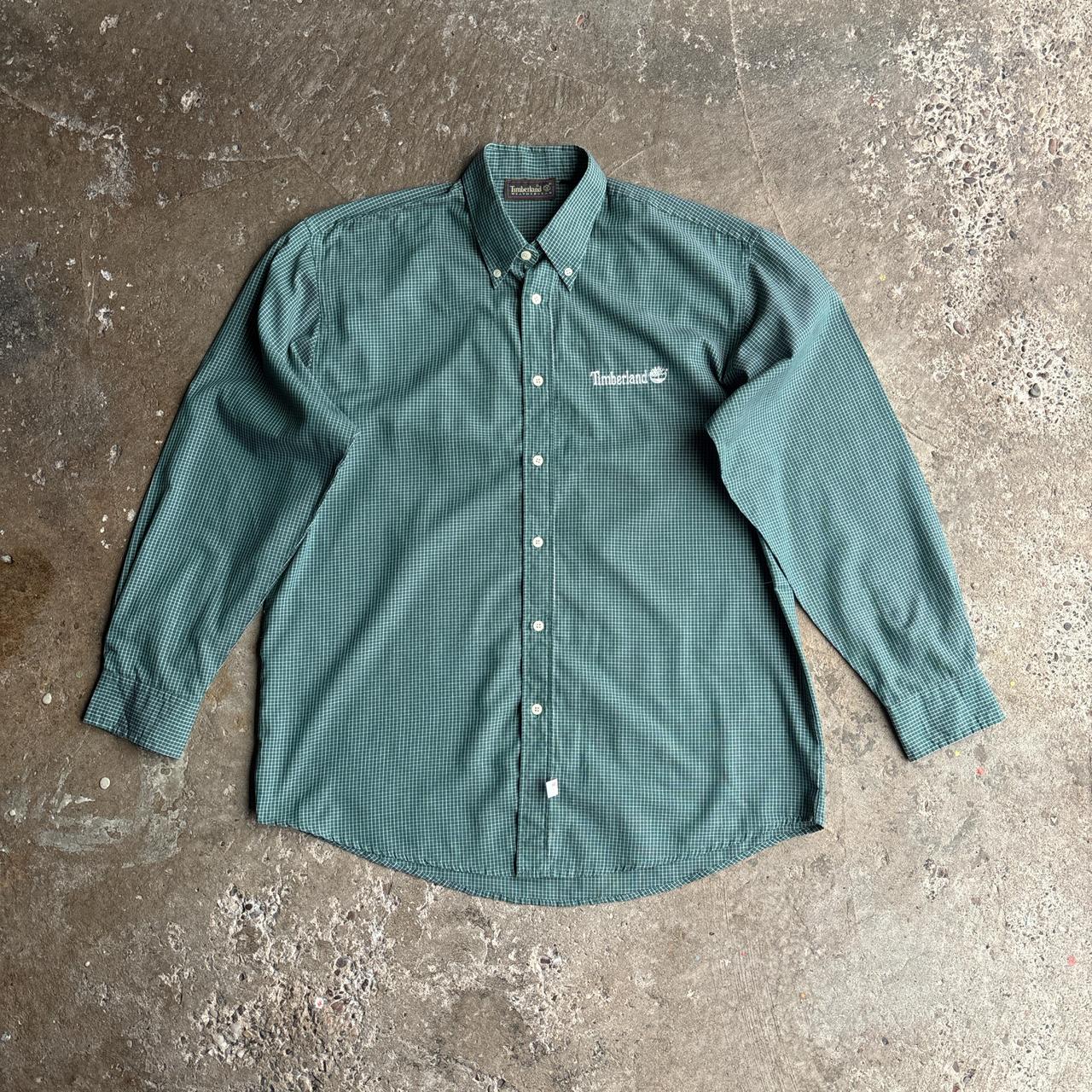Green Checkered Timberland Long-Sleeve Shirt - L