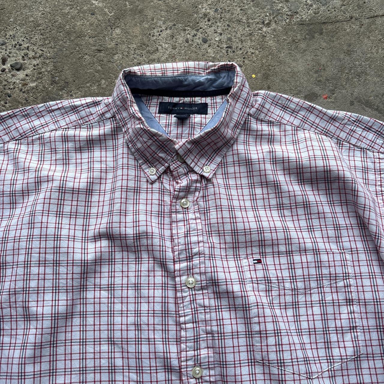 Red and white Chequered Tommy Hilfiger shirt - XL