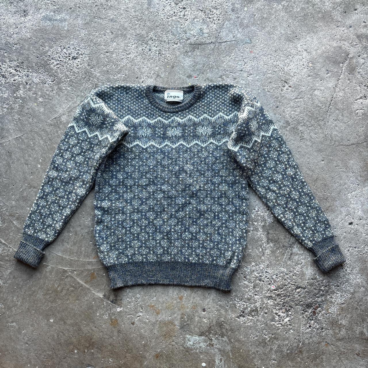 Grey Ingo patterned knitted sweater