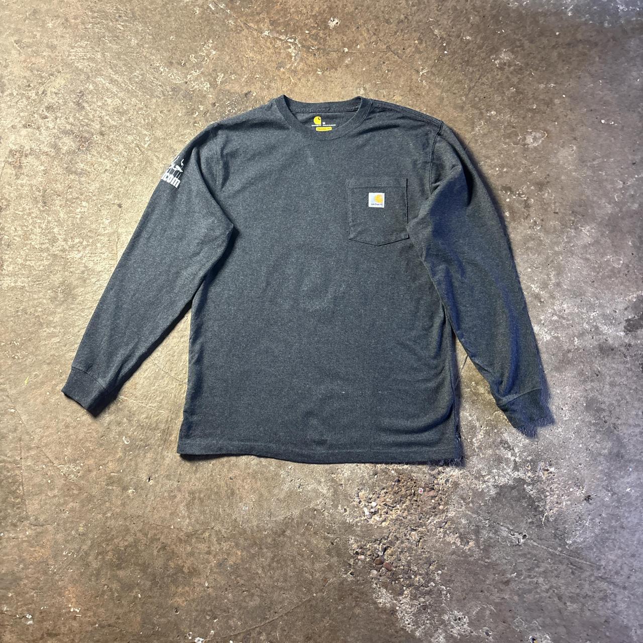 Grey Carhartt Long Sleeve T-Shirt w/ Whatcom Godfather Graphic - M
