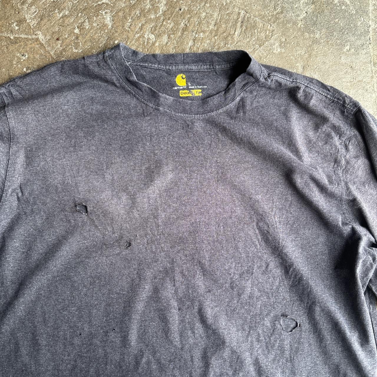 Dark Grey Distressed Carhartt Long-Sleeve T-Shirt