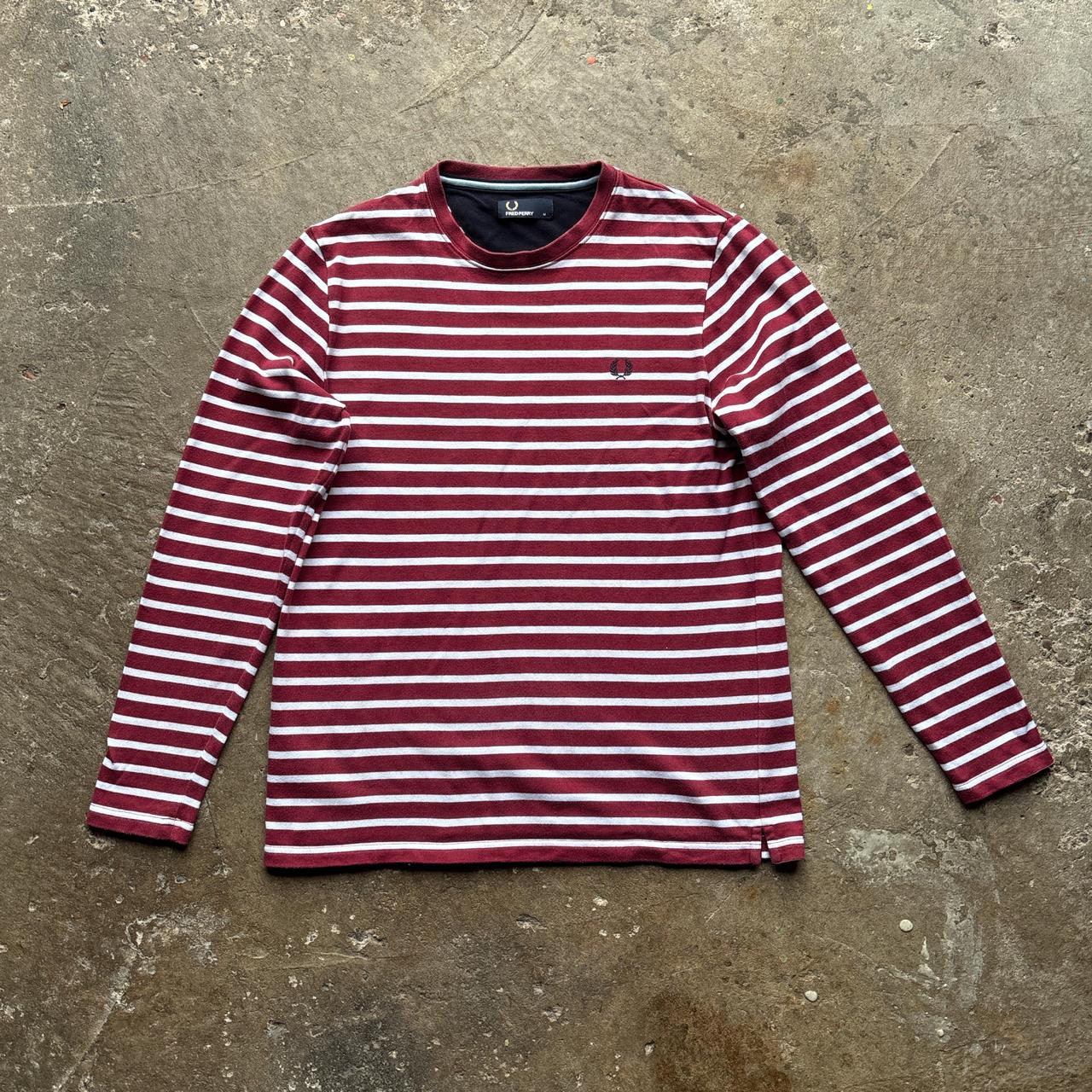 Burgundy and white Fred Perry sweatshirt - M