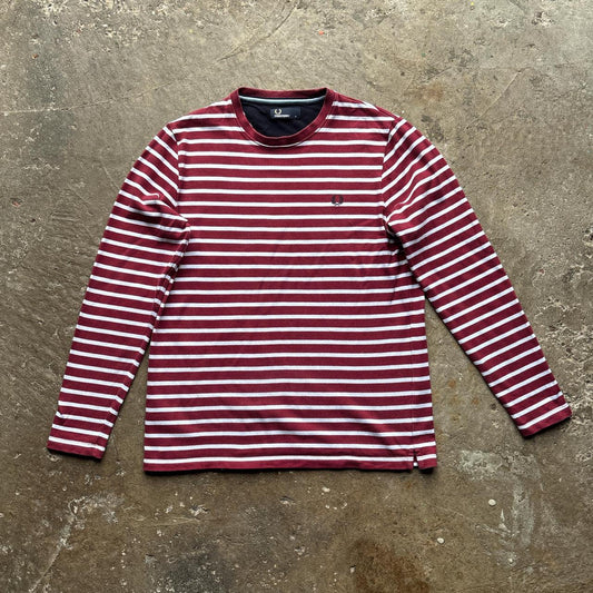 Burgundy and white Fred Perry sweatshirt - M