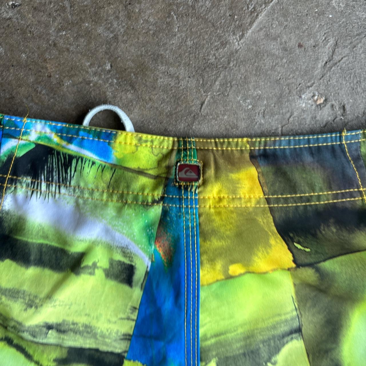 00s Quiksilver green and yellow board shorts