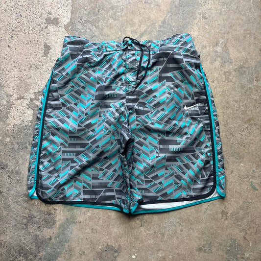 Grey and blue Nike swimwear trunks - L