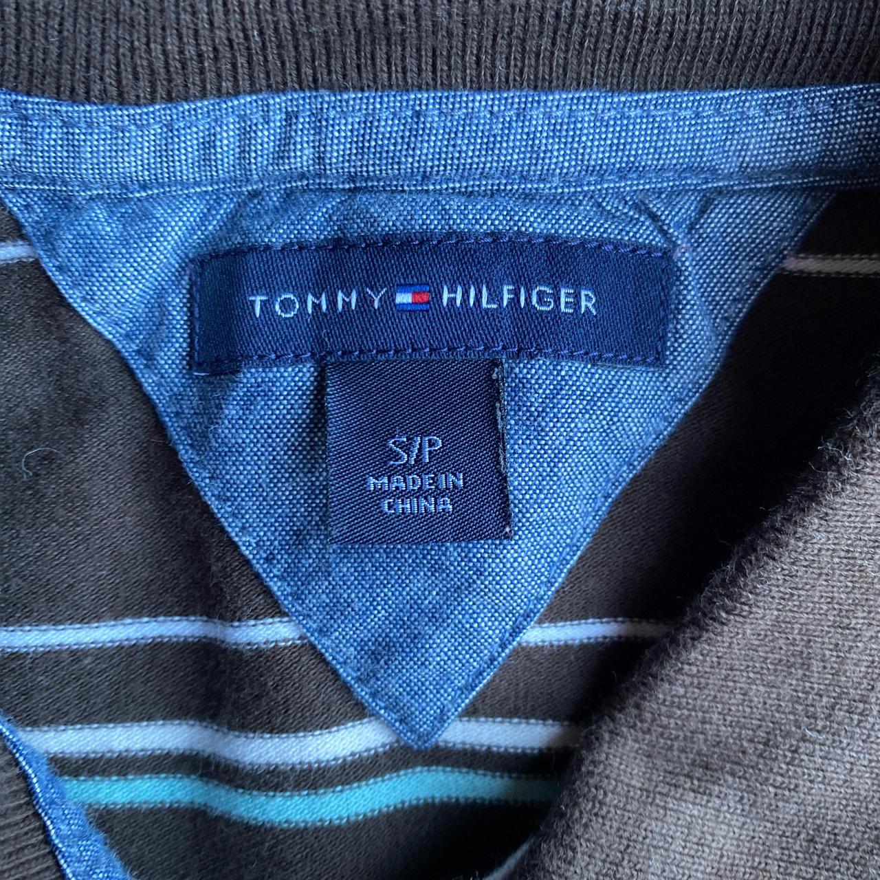 Brown Tommy Hilfiger Striped Polo Shirt - S