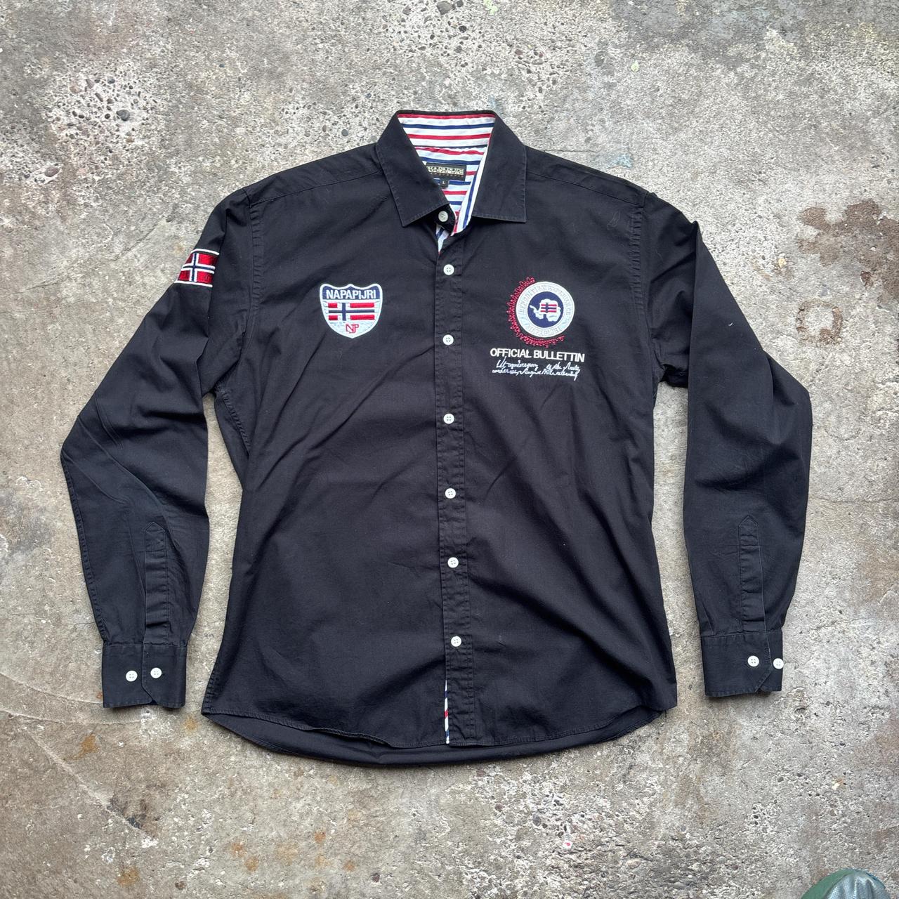 Napapijri black shirt with beautiful stitched detail all over