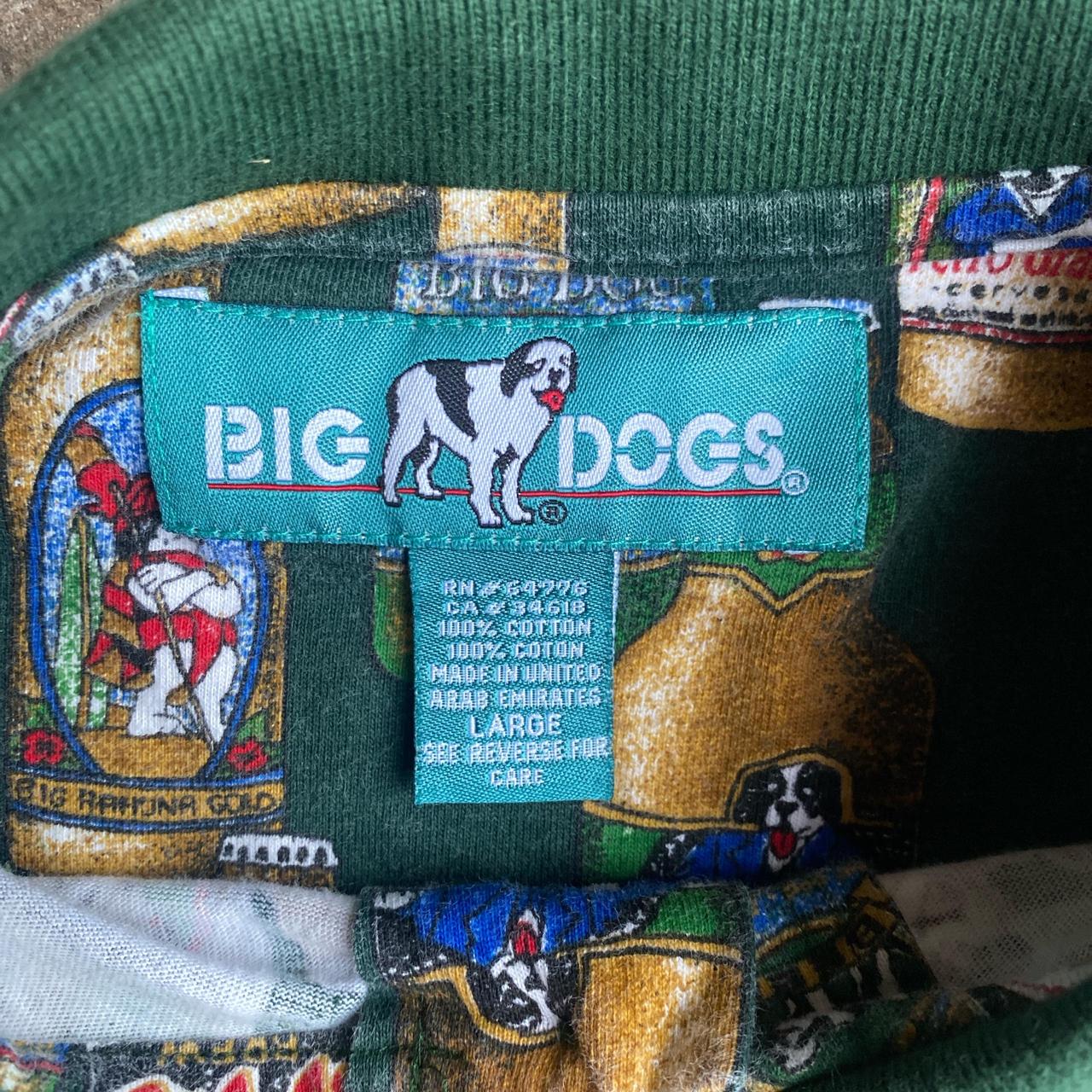 Green Graphic Print Big Dogs Polo Shirt - L
