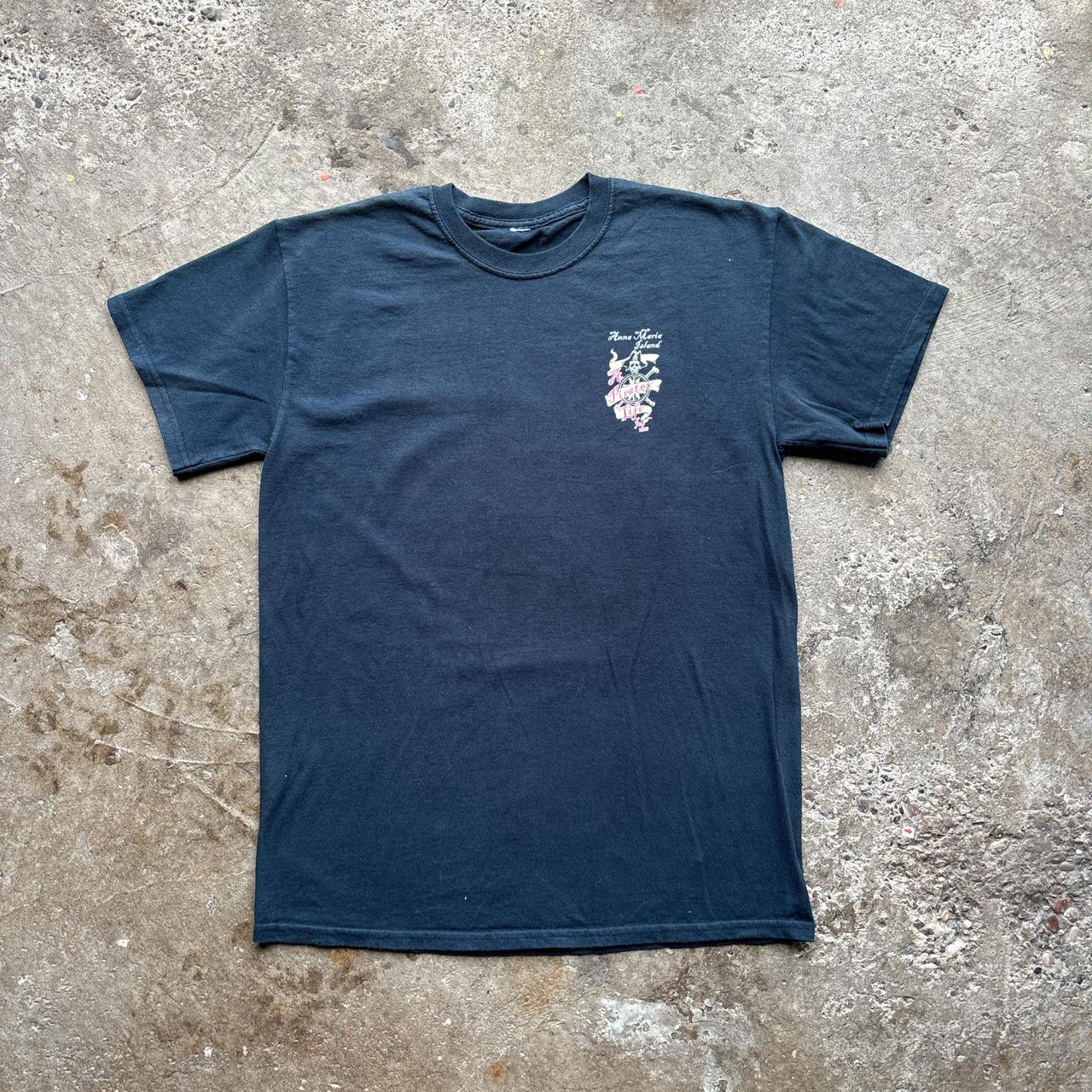 Navy graphic tee with ‘Rum’ and pirate print
