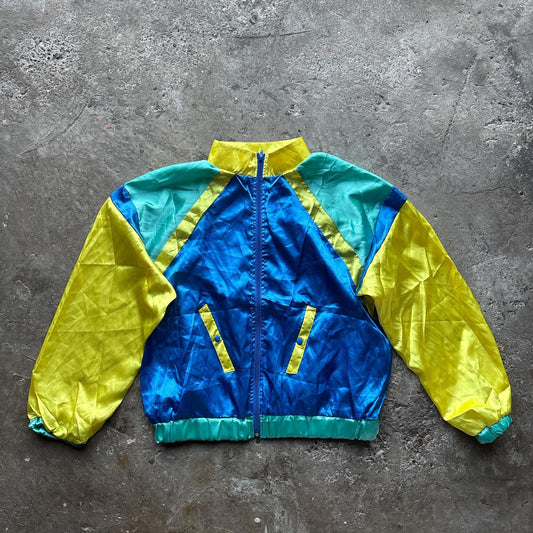 80s blue, yellow and green track jacket