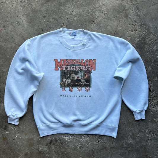 White graphic sweatshirt with Massillon Tigers print