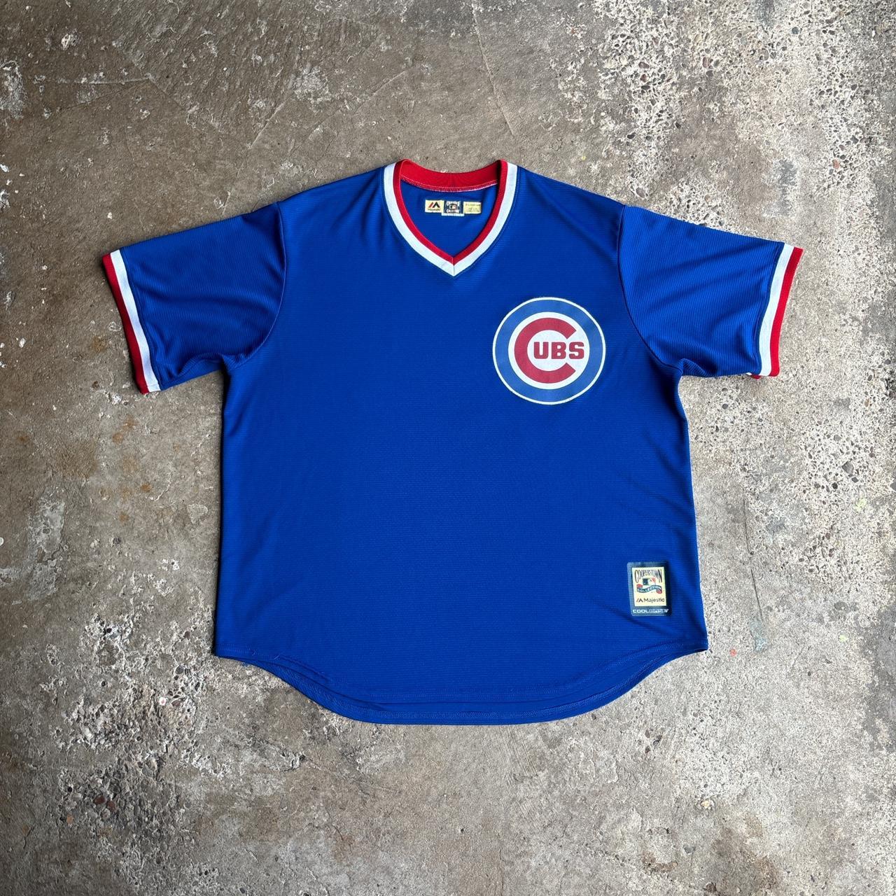 Vintage Majestic Cooperstown Chicago Cubs Blue & Red Baseball Jersey - 2XL