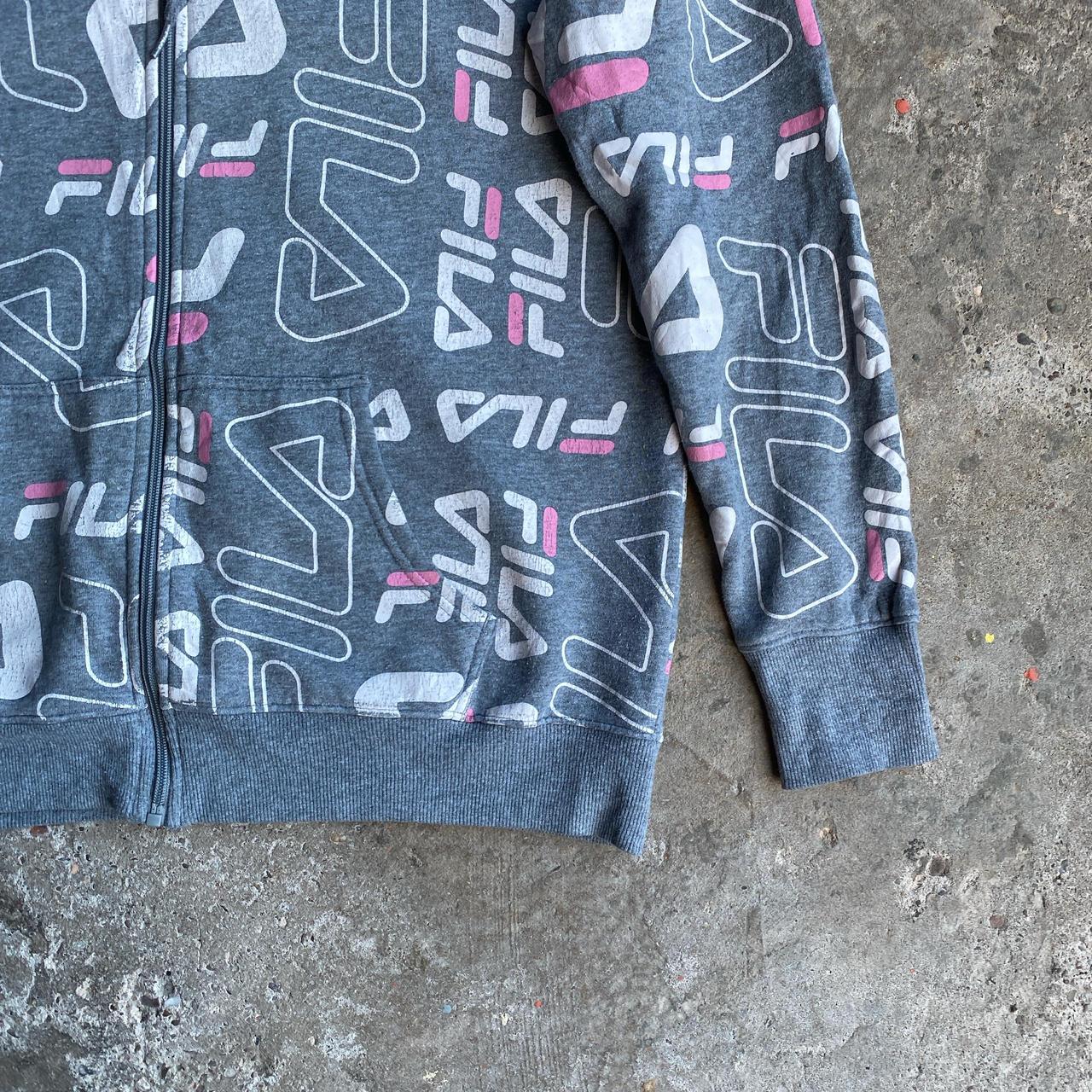 Grey & Pink Fila Graphic Print Full Zip Hoodie - XL (women’s)