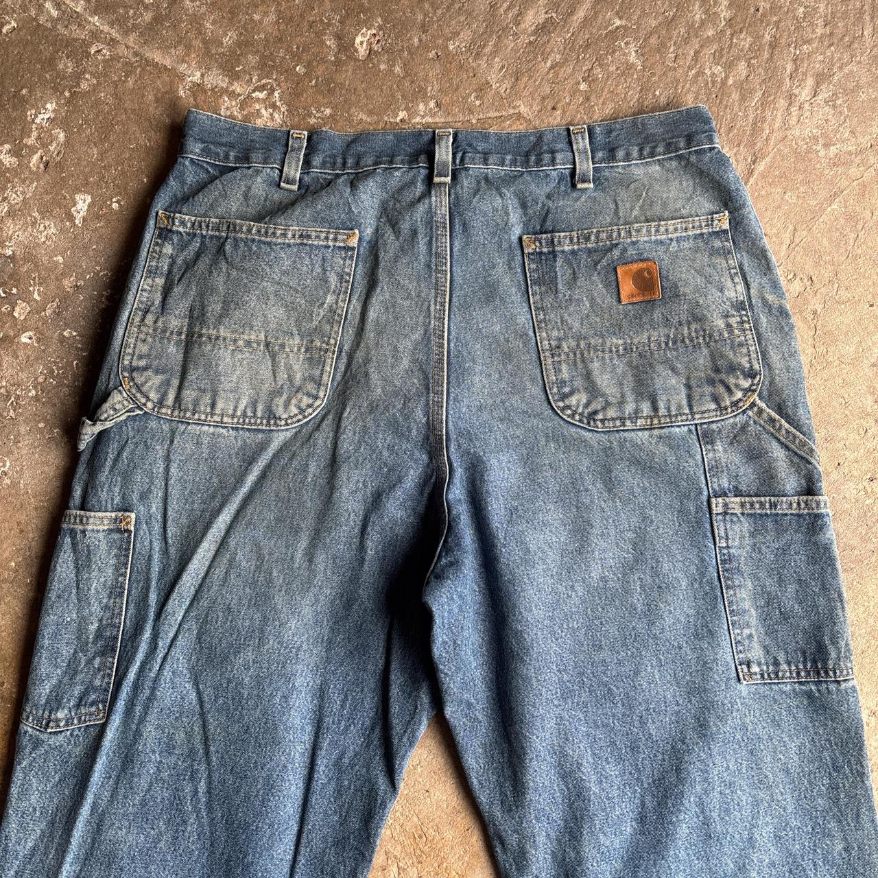 Washed Blue Denim Carhartt Ripped Jeans