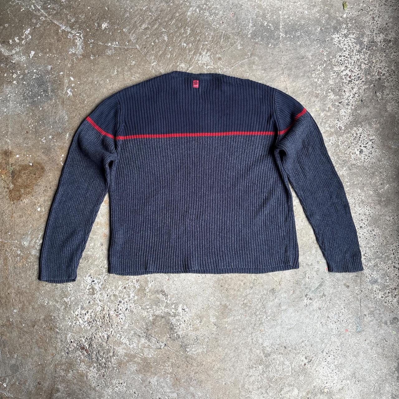 Navy Nautica Red Stripe Knitted Sweater- L