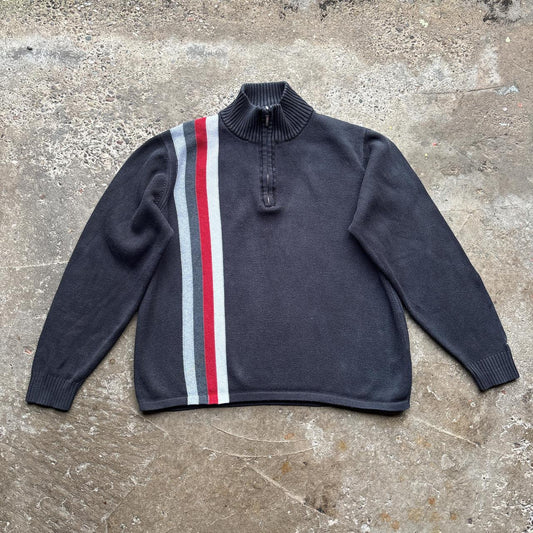 00s Black Tommy Hilfiger knitted quarter zip - M