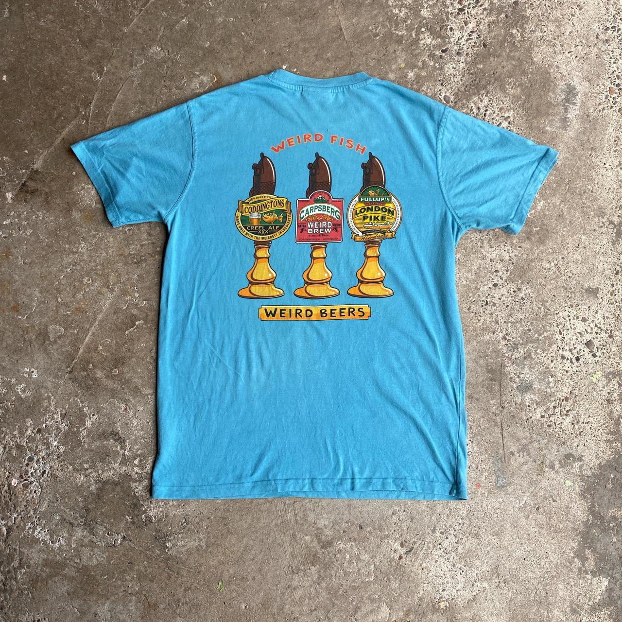 Blue Weird Fish Graphic T-Shirt - M