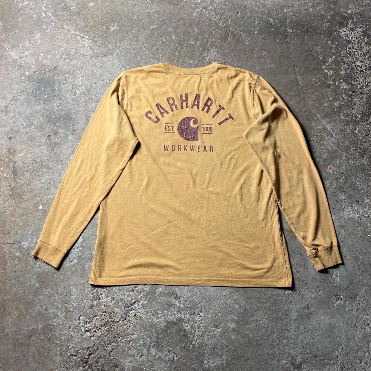Yellow Carhartt Long Sleeve Pocket T-Shirt - L