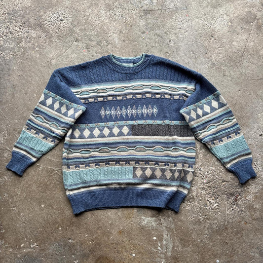Blue Sweater Shop knitted jumper with embroidered logo