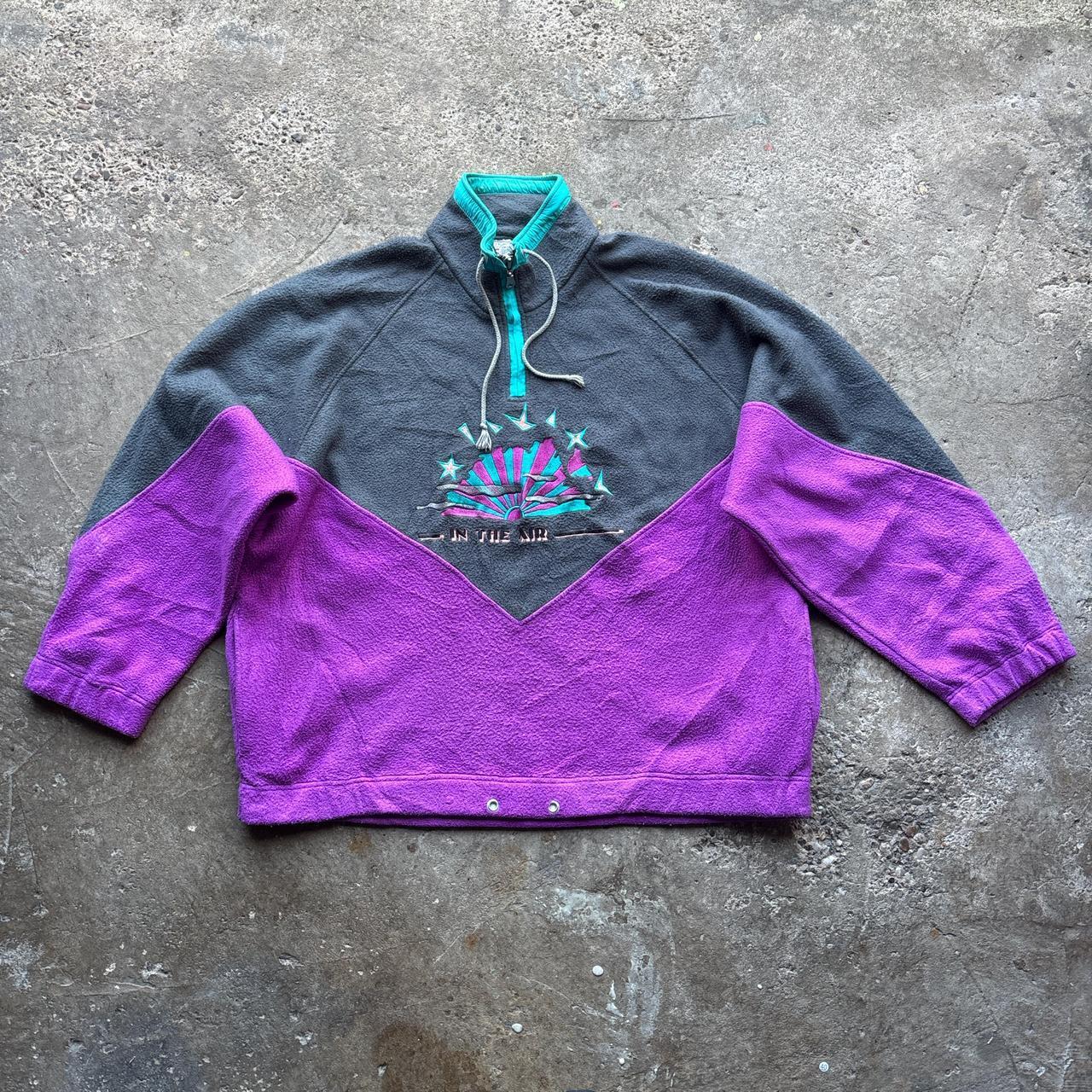 Purple and grey fleece with embroidered design