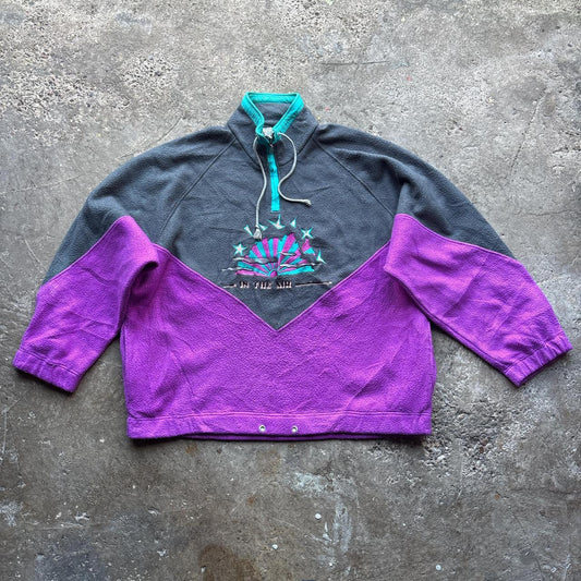 Purple and grey fleece with embroidered design