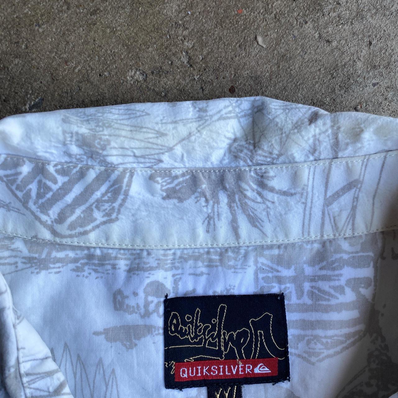 White Graphic Hawaiian Style Quiksilver Short Sleeve Shirt - 2XL