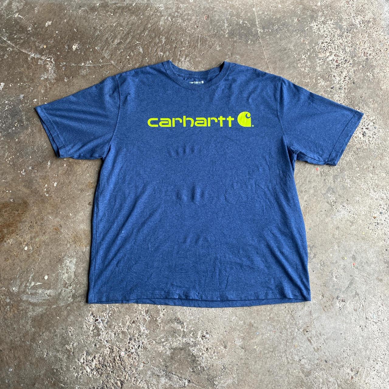 Blue Carhartt Graphic Text T-Shirt - XL