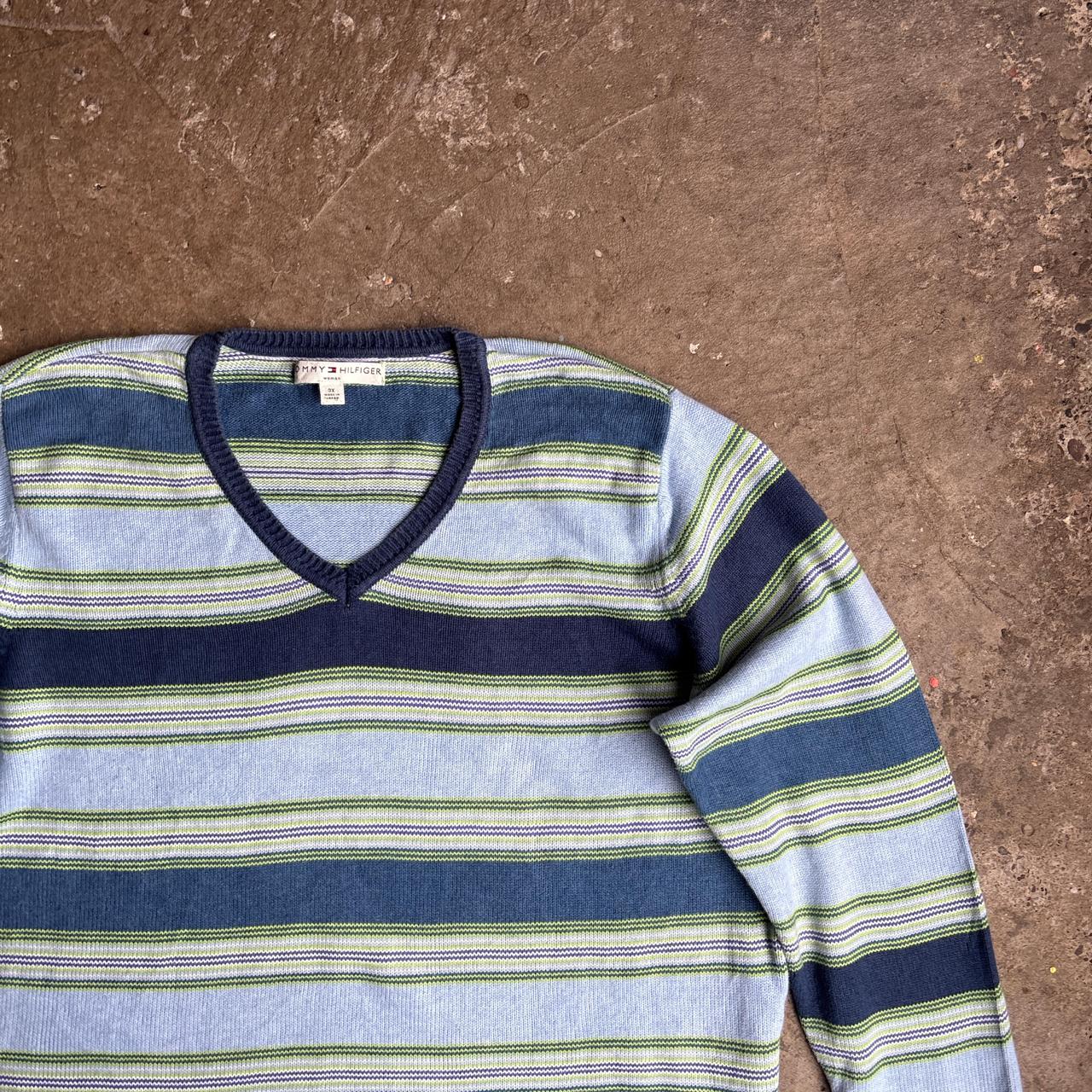 Blue & Green Striped Tommy Hilfiger Sweater - 3XL