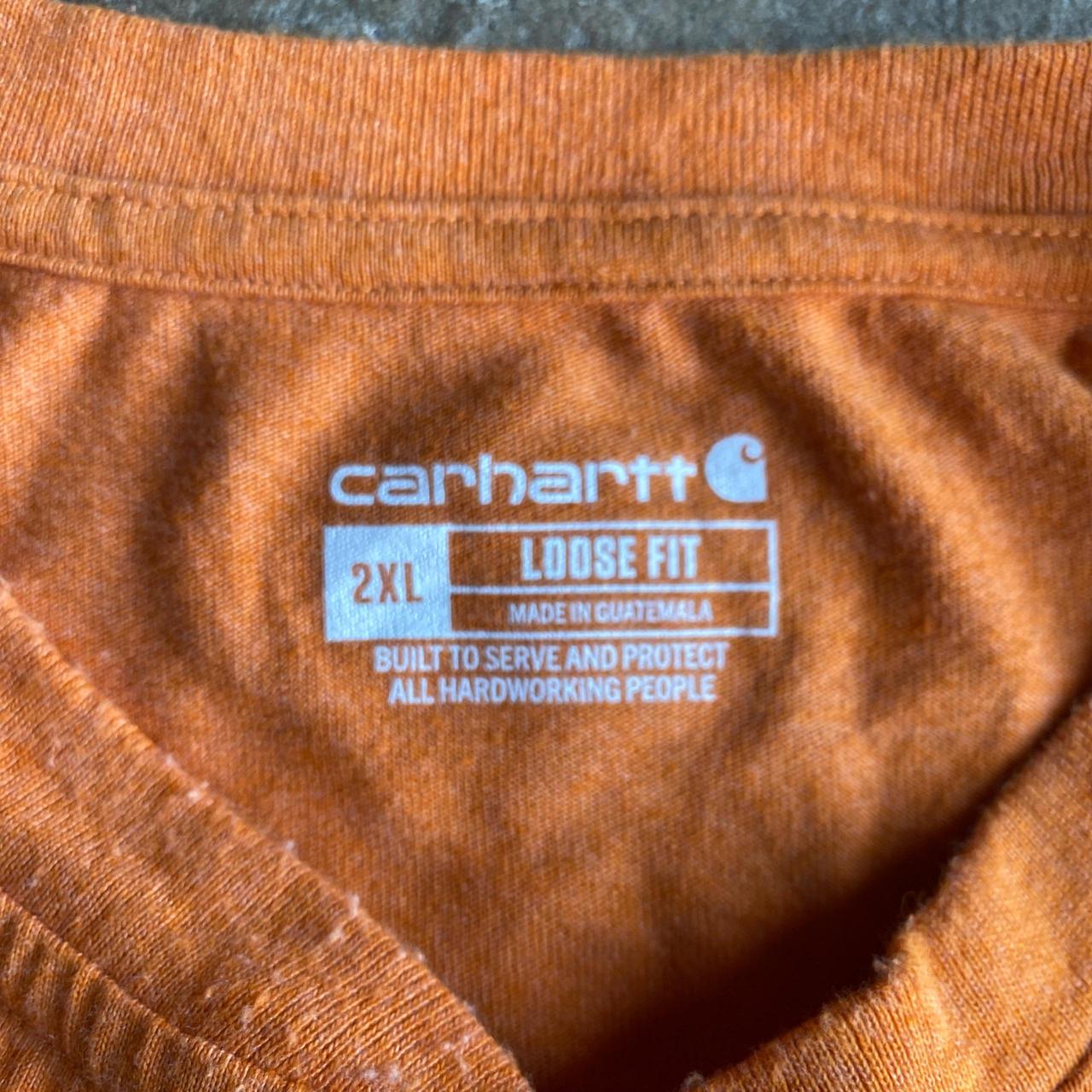 Orange Long Sleeve Carhartt Single Pocket T-Shirt - 2XL