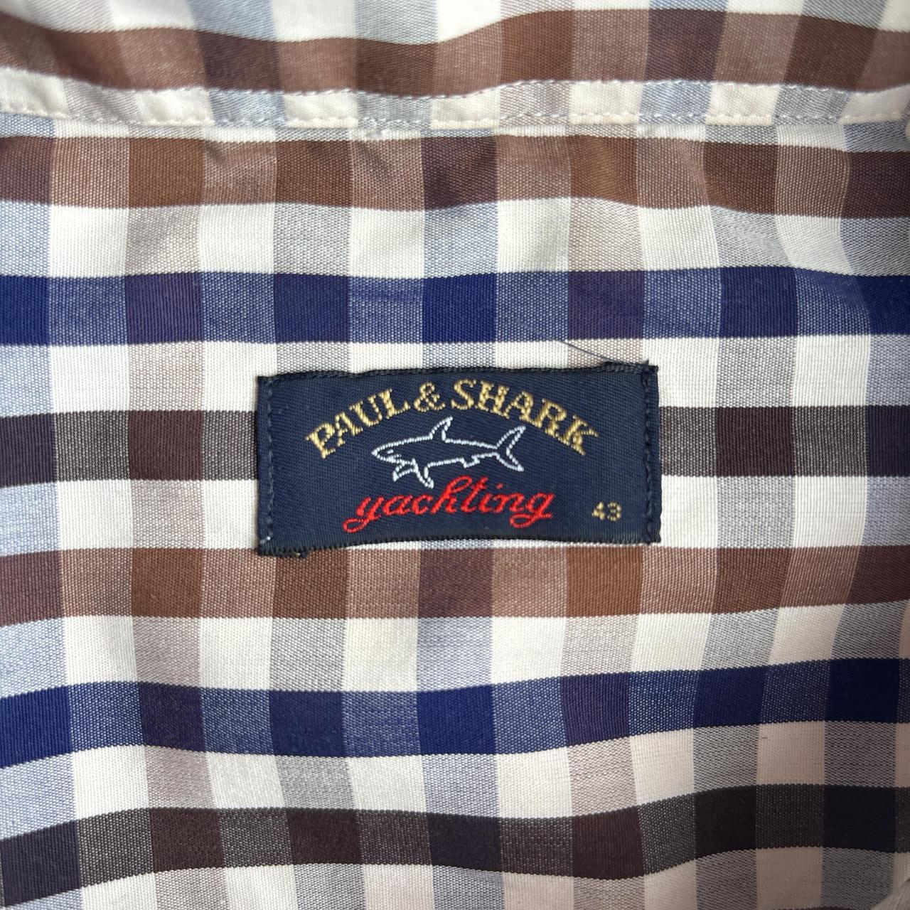 Blue/Brown/White Plaid Paul & Shark Short Sleeve Shirt - L