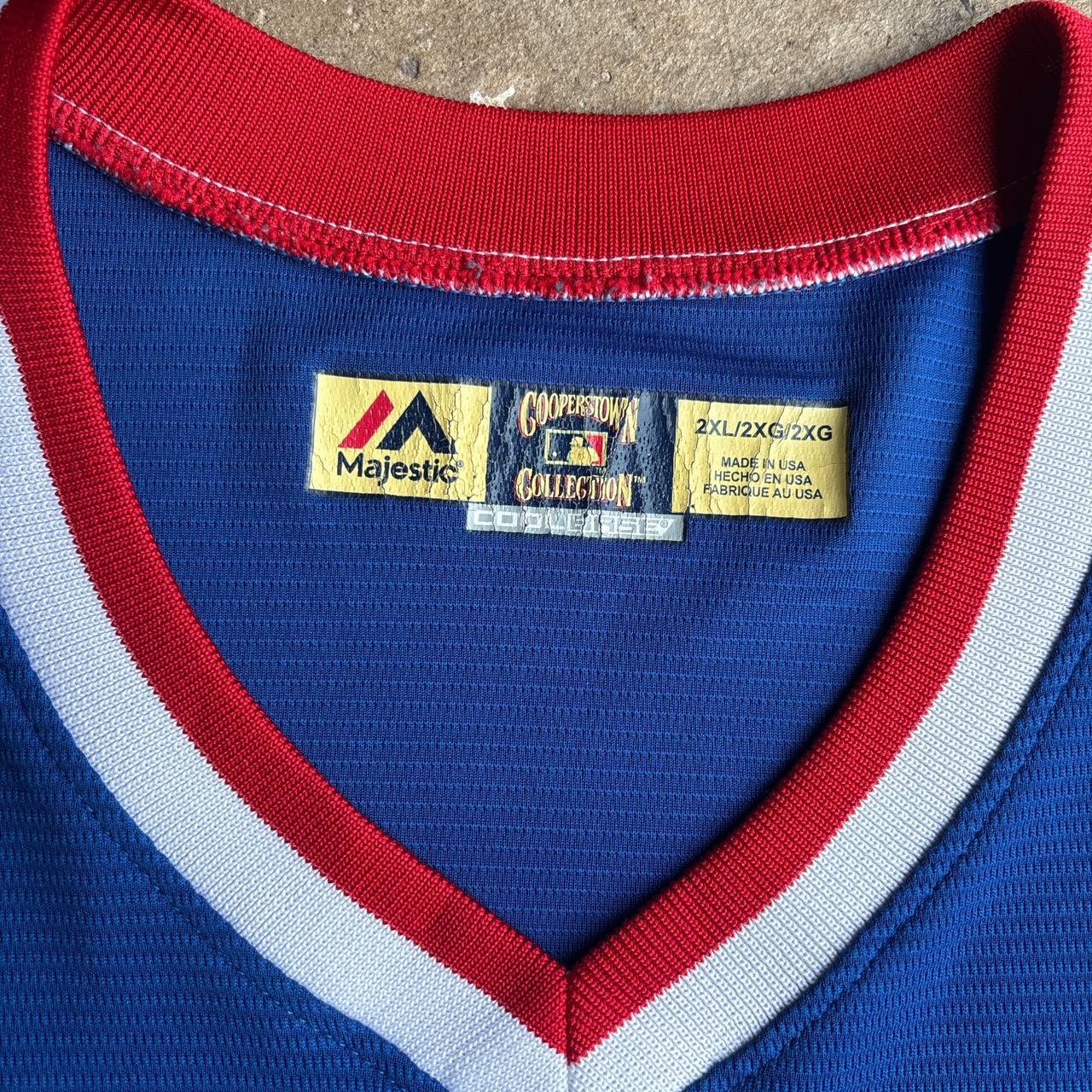 Vintage Majestic Cooperstown Chicago Cubs Blue & Red Baseball Jersey - 2XL