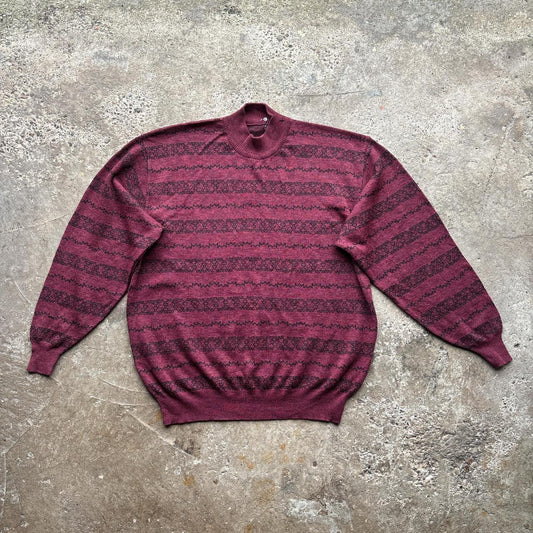 Vintage Burgundy and black patterned knitted jumper